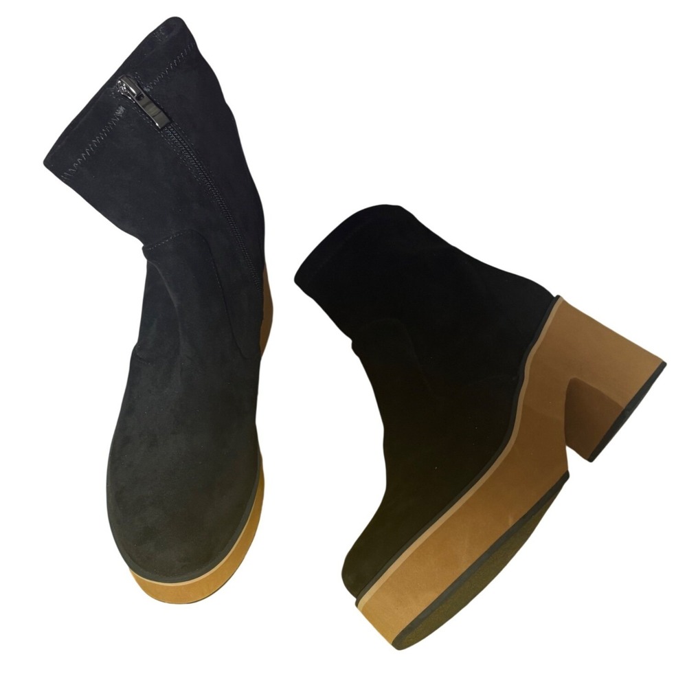 Antelope Idella Black Platform Ankle Boots Chunky Block Heel SZ 40 US 9